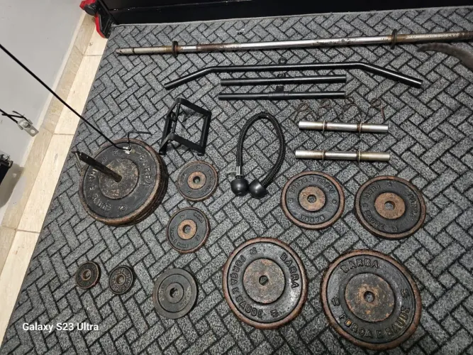 Kit Academia Completo Mono Cross Over + Anilhas e Barras