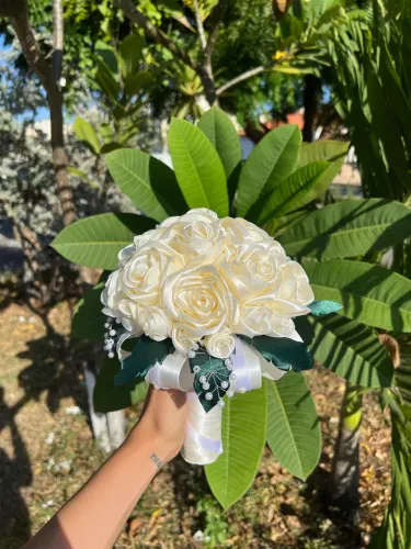Buquê de Noiva Artesanal em Flores de Cetim | Personalizado