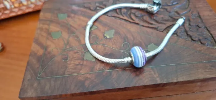 Berloque / Charm Processo Murano - Azul e Lilás - Compatível Pandora