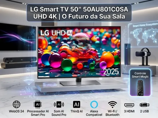 LG Smart TV 50" UHD 4K ThinQ AI Smart Pro AI Sound Compatível com Alexa