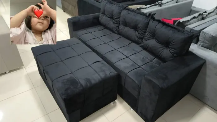 SOFÁ 3 LUGARES COM PUFF GRANDE 