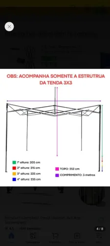 Armação de gazebo 3×3