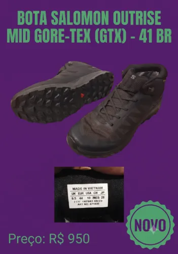 Bota Salomon Outrise Mid Gore-Tex (GTX) tamanho 41BR - aceito troca relógio GPS