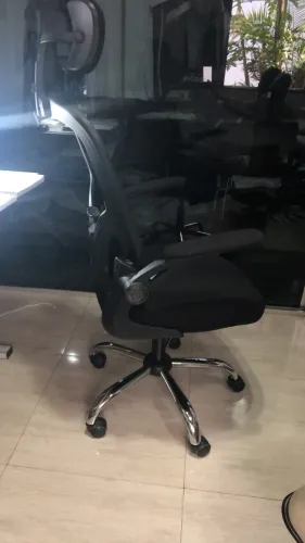 Cadeira de Escritório Ergonômica, Black, Com Suporte Lombar 