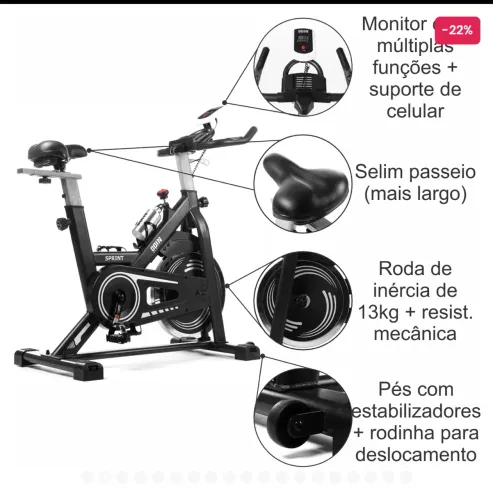 BICICLETA ERGOMÉTRICA ODIN FIT PARA SPINNING MECÂNICA RODA DE INÉRCIA 13KG SPRINT