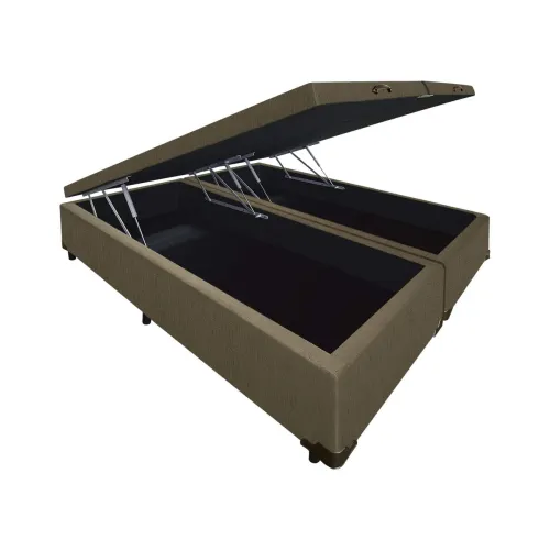 Box Baú Linhão  marrom 44,5 cm - Queen: 158 x 198 - pronta entrega 