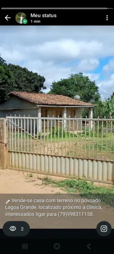 Venda de uma tarefa de terra com casa Lagoa Grande Sergipe