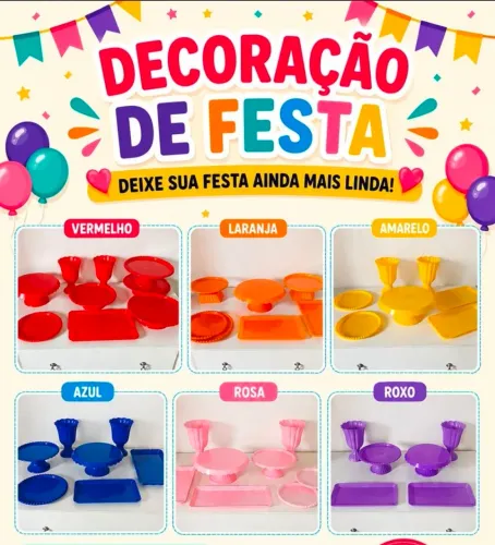 Kit bandejas e boleiras para decoração de festa