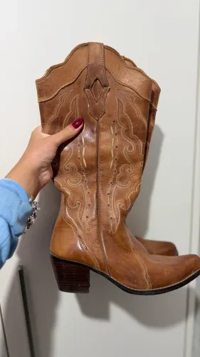 Bota texana country feminina couro legítimo