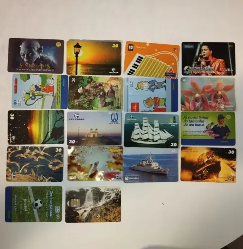 kit cartão telefônico antigo 18 unidades