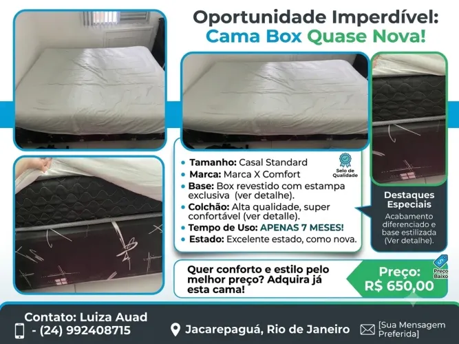 VENDE-SE CAMA + BOX - Promoção: 500,00
