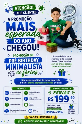 Ensaio pré Birthday minimalista de férias