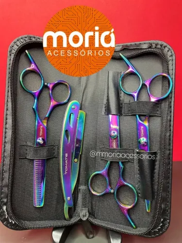 Kit 3 Tesouras Profissionais P/ Cortar Cabelo Cabelereiro