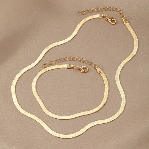 CONJUNTO DOURADO COLAR E PULSEIRA