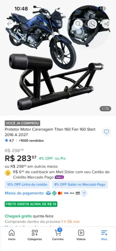 Protetor de carenagem 160 fan