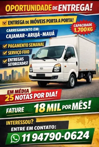 AGREGANDO COM INÍCIO DE IMEDIATO PARA AS REGIÃO DE SOROCABA E ZONA SUL DE SÃO PAULO 