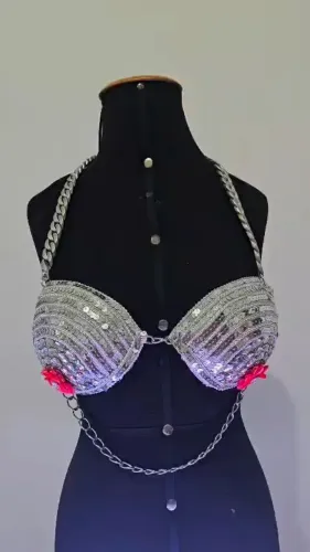 Top prata lantejoulas