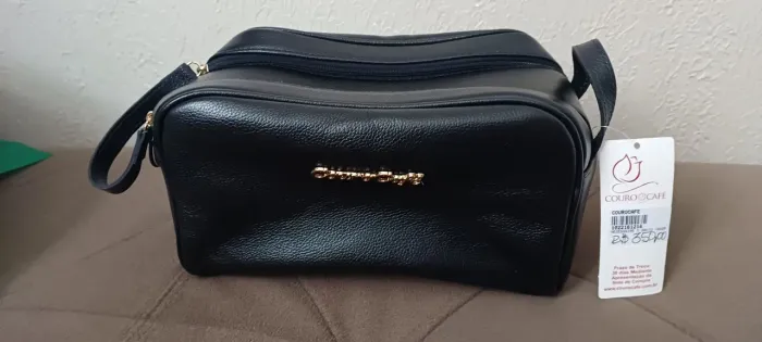 BOLSA TRANSVERSAL NECESSAIRE PRETA NOVA NUNCA USADA COURO CAFÉ