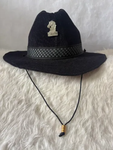 Brechó Chapéu de Caubói Preto Usado Cowboy Veludo