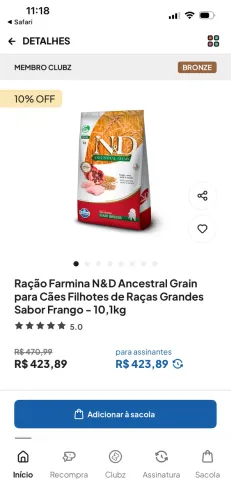 Ração N&D filhotes porte grande 10,1 kg