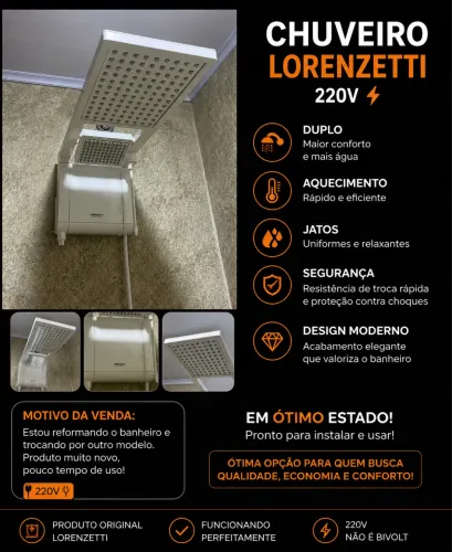 Chuveiro Lorenzetti 220V - Pouco uso | Funcionando perfeitamente