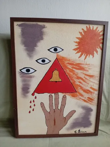 Óleo sobre tela, quadro com mudura, 53 cm x 49 cm, surrealismo!