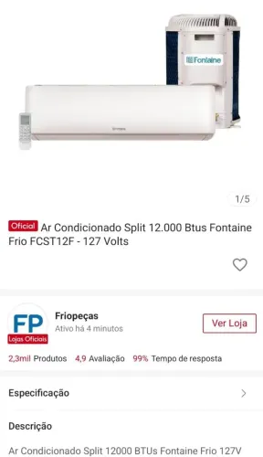 Ar condicionado 12.000 BTUs 127 volts