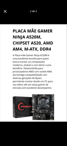 Placa mãe a520m da marca gamer ninja