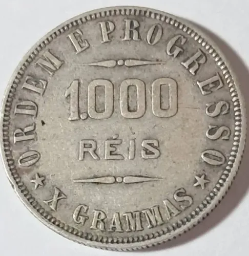 Moeda de 1000 Réis de 1911. Cunhada em Prata 90