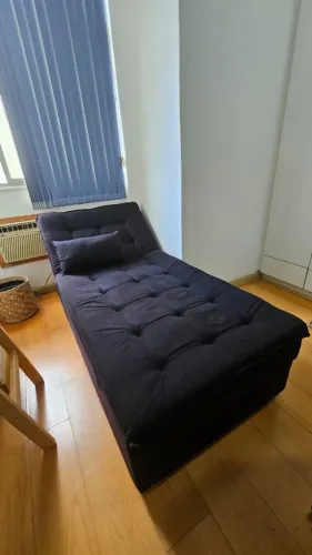 Sofá Cama Chaise 1 Lugar Penelope - Veludo Preto