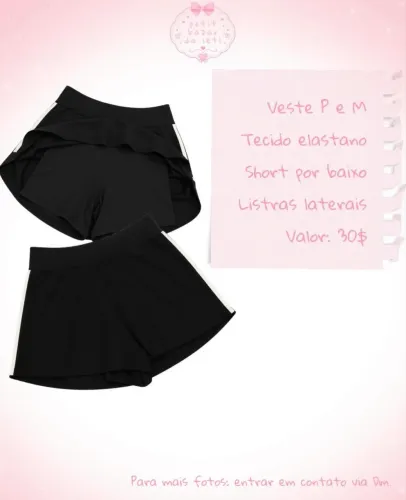 Short saia de academia preto M