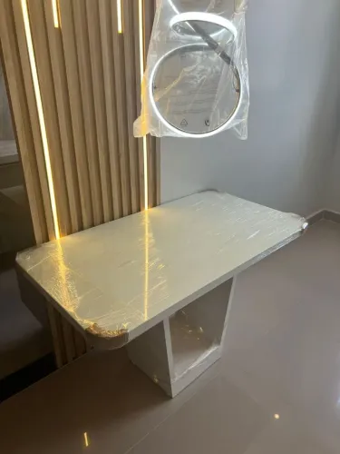 Mesa de Jantar Retangular Luxo 100% Mdf com Vidro Laqueado