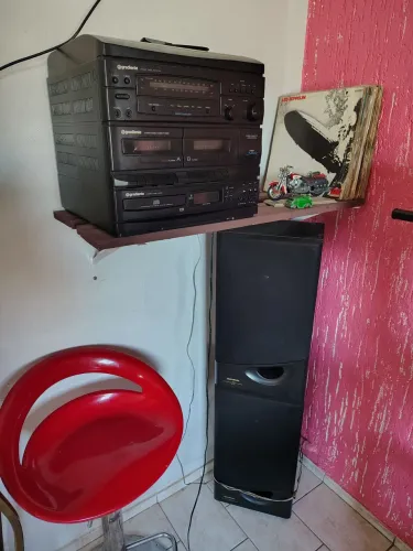 Toca disco vinil gradiente 2 caixas de som 4 em 1