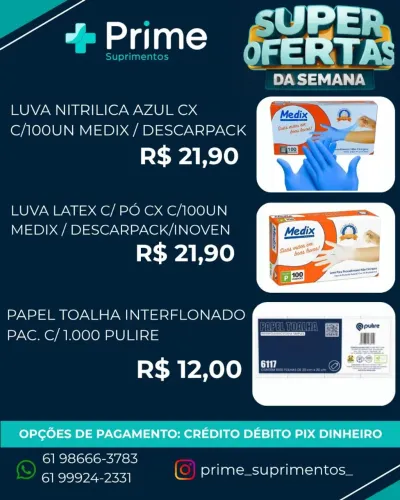Luvas procedimento latex nitrilica mega promoção R$ 21,90