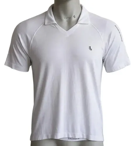 Camisa Lupo Masculino Gola V Dry Fit Tamanho Eg Cor Branca Branco / Logo Lupo | EG