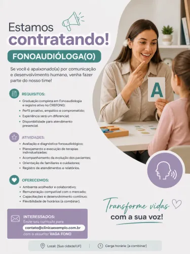 VAGA PARA FONOAUDIÓLOGO (a) INFANTIL DOMICILIAR 