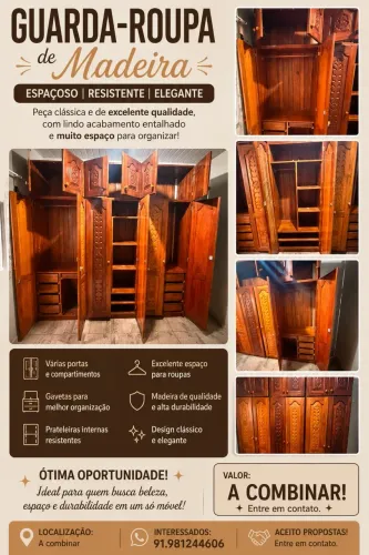 GUARDA ROUPA DE MADEIRA DE LEI