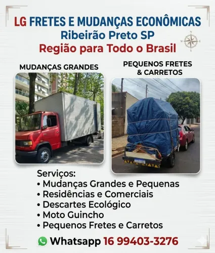 Mudanças Econômicas, Fretes Econômicos, Ribeirão Preto e Região para Todo Brasil!!!