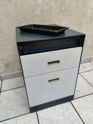Gaveteiro para Escritório 3 Gavetas e Rodinhas Preto de Aço / Metal - Securit