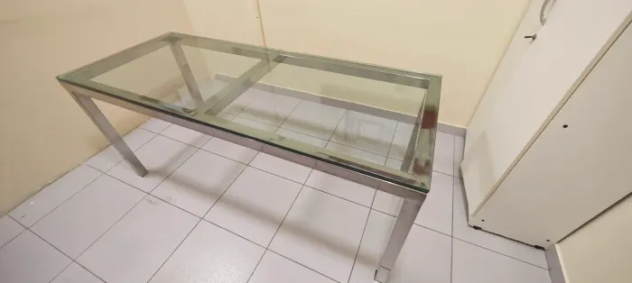 Mesa de inox com tampo de vidro 20mm