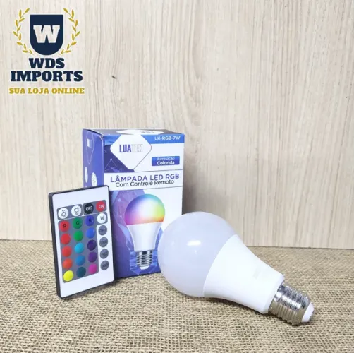 Lâmpada Led Rgb Colorida Com Controle Remoto 7w