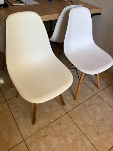 Cadeira de Jantar Moderna Decor Charles Eames Eiffel Branca 4 Unidades