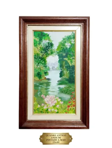 quadro antigo anos 90 paisagem pintado à mão