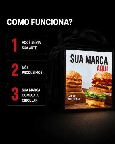 Bag Mídia para Delivery com Painel de LED Personalizado