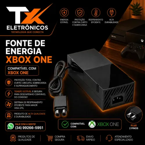 Fonte de Energia para Video Game Xbox ONE - Fonte Xbox ONE - Bivolt