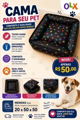 Cama para cães tecido Suede(nova)
