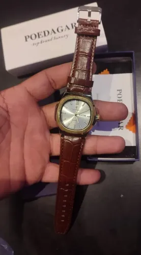 Relógio Poedagar Executivo De Luxo Caixa E Pulseira De Couro