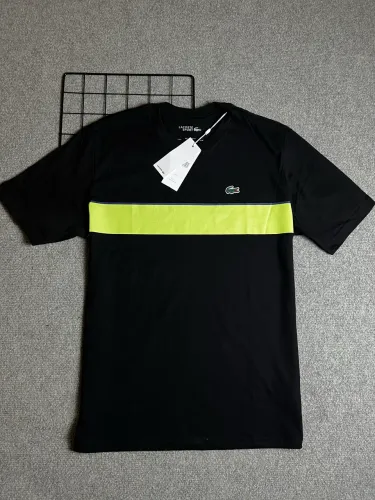 Camiseta Lacoste Sport Preta Faixa Neon