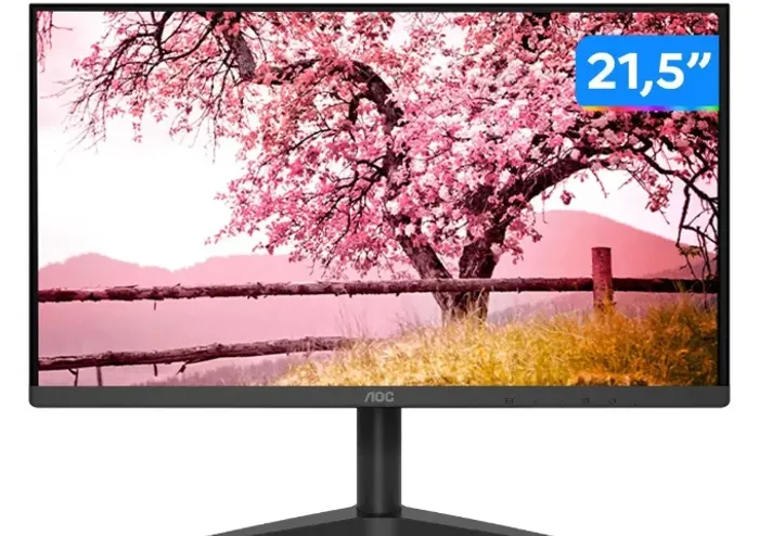 Monitor AOC 21.5 LED Full HD, HDMI e VGA, VESA, Adaptive Sync, Low Blue Light - 22B1HM5