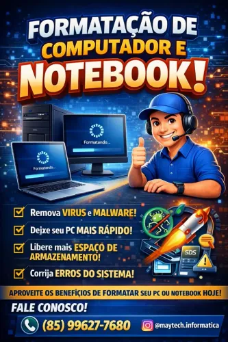 Formatação em domicílio de computadores (Desktops) ou Notebooks